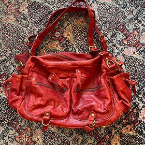 Sorial Red Leather Satchel